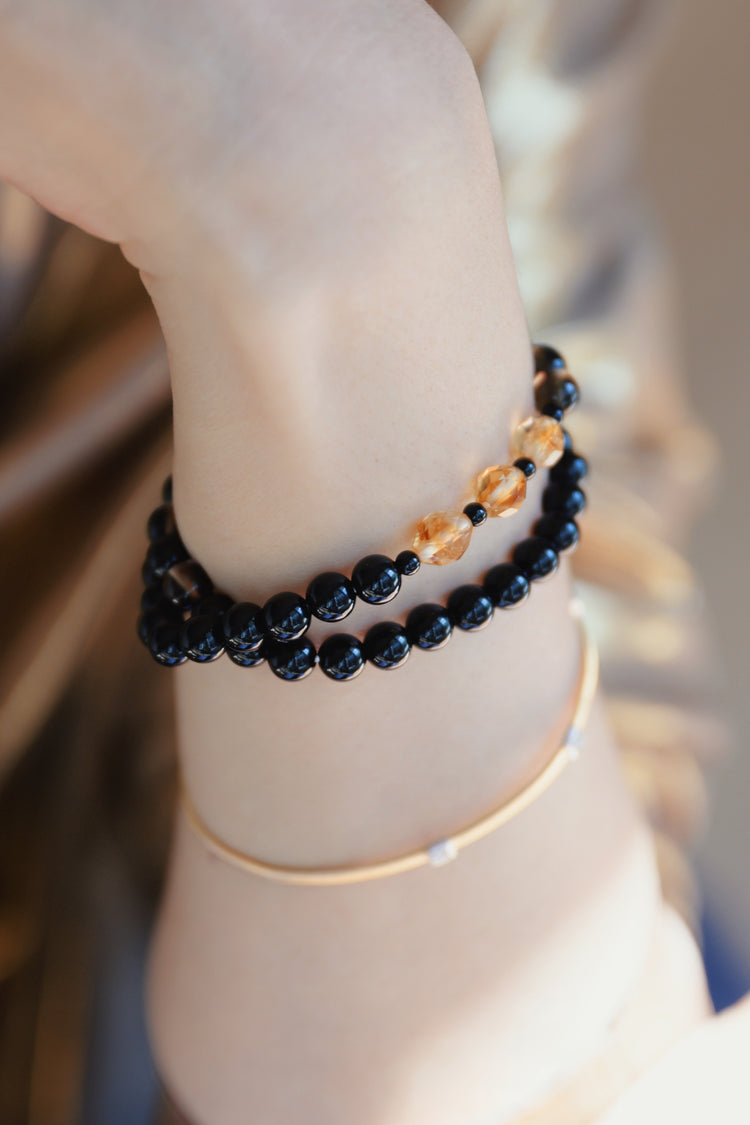 Harmony Ward Double-lined Bracelet |  Citrine Smoky Quartz Onyx