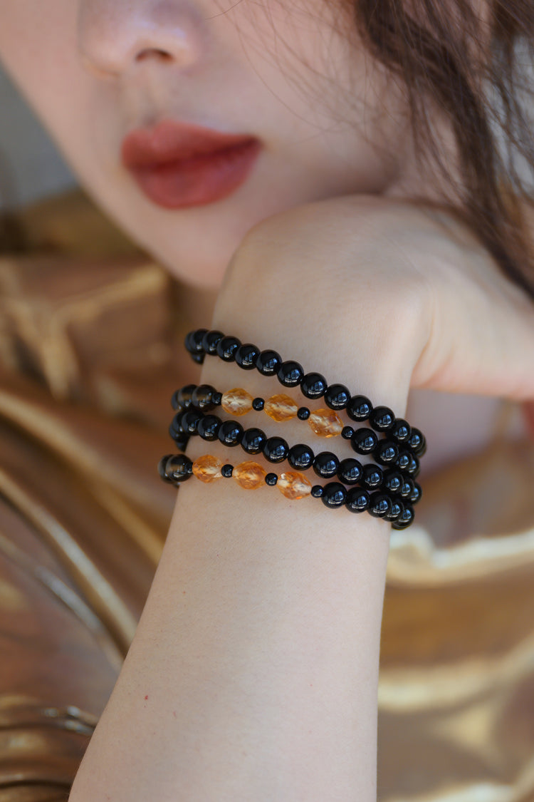 Harmony Ward Double-lined Bracelet |  Citrine Smoky Quartz Onyx