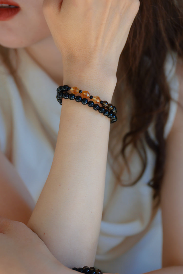 Harmony Ward Double-lined Bracelet |  Citrine Smoky Quartz Onyx