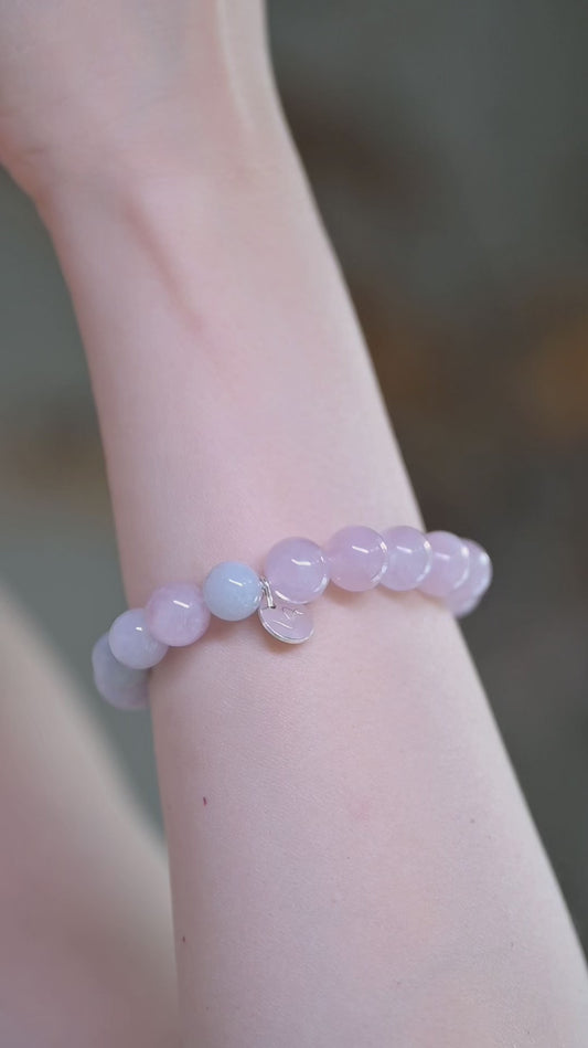 Bonded Bliss Bracelet | Madagascar Purple Rose Quartz(AA) Burma Jade(AA)