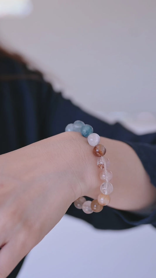 Golden Ambition Bracelet | Gold Hematoid Quartz(A) Blue Rutliated Quartz Blue Pietersite(AA)