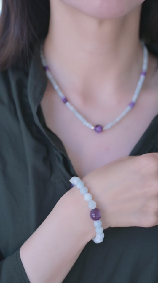 Twilight Reverie Necklace | Aquamarine Purple Muscovite