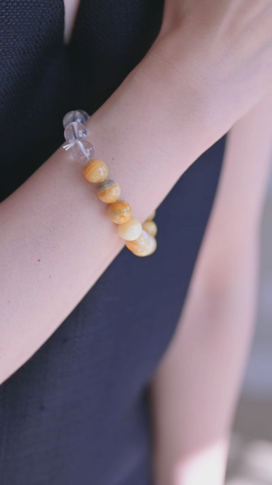 Golden Ambition Bracelet | Gold Lip Shell Bumblebee(AAA) Blonde Tiger Eyes Clear Quartz(A) Citrine