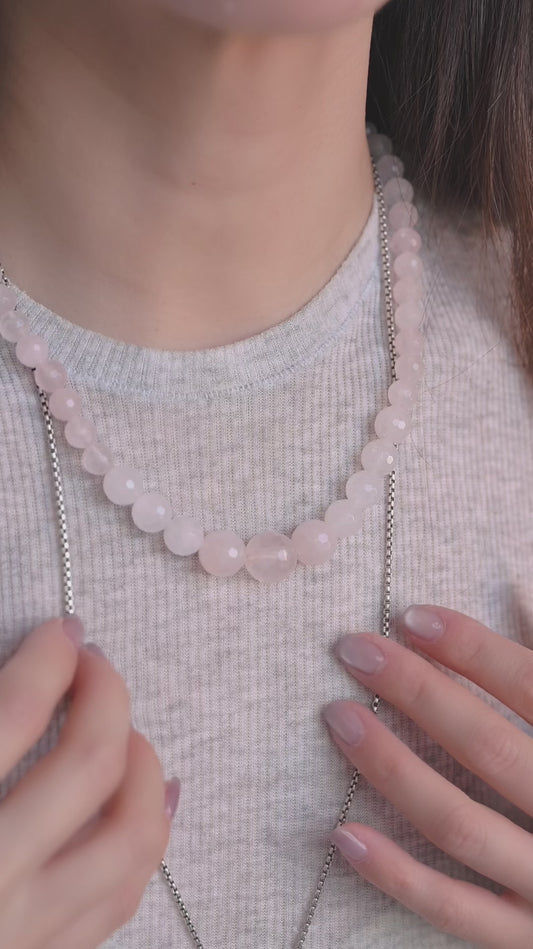 Rose Resonance:Necklace | Madagascar Rose Quartz (AA)