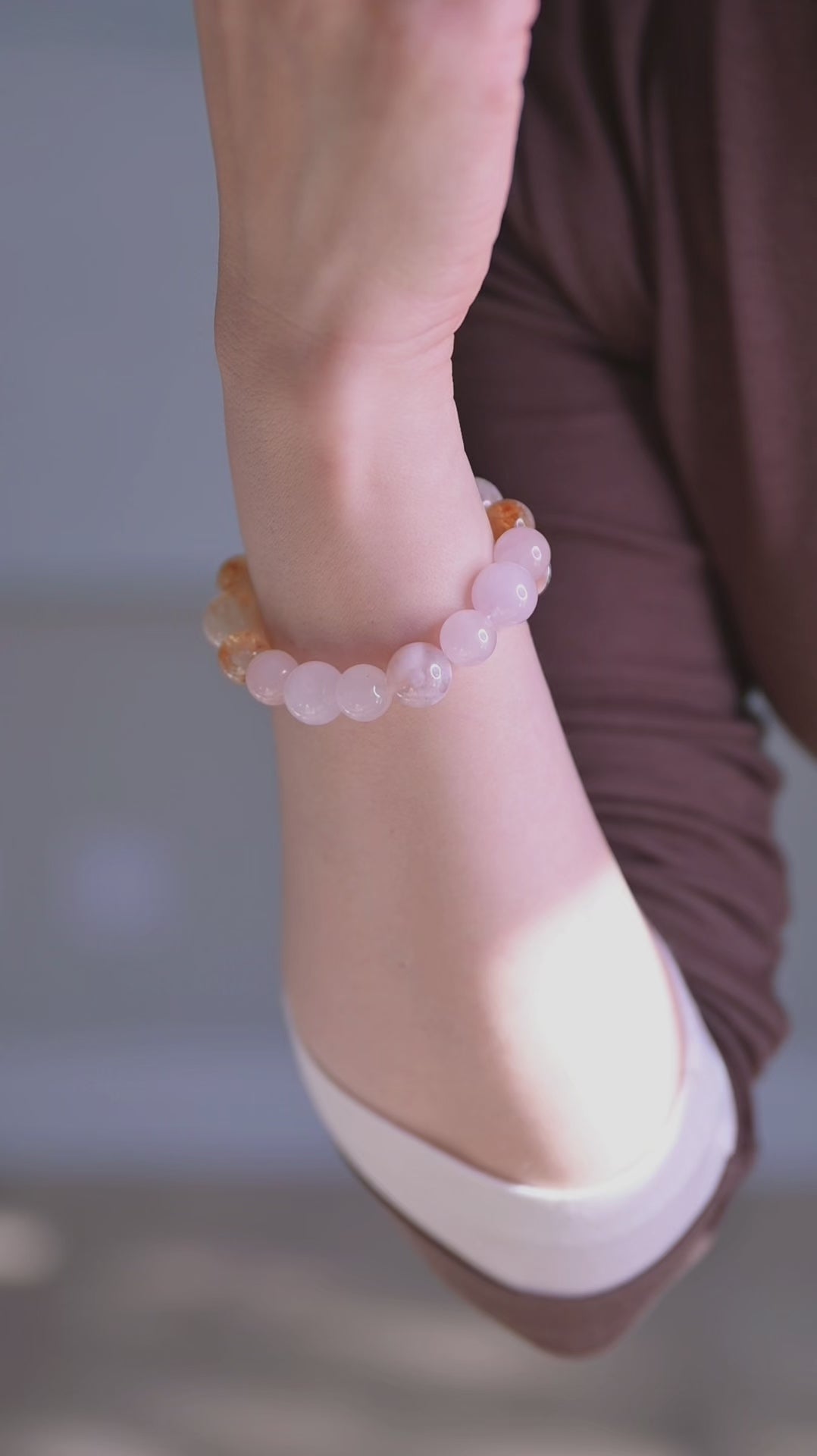 パルスクイーズ　ラ・パルレ　ネオゴールドジェル&パルメソ付き Bonded Bliss Bracelet | Madagascar Rose Quartz Madagascan Cherry Bloss