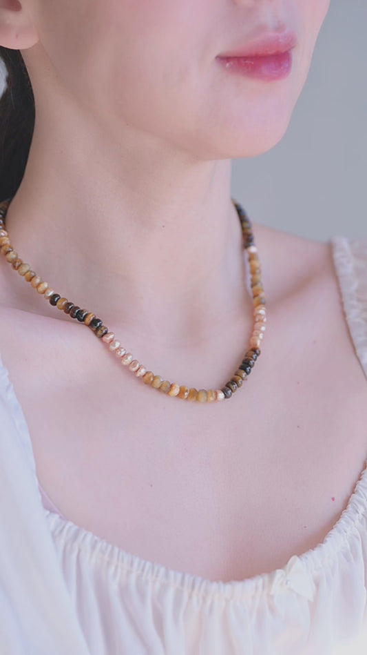 Honeyed Power Necklace | Blonde Tiger Eyes Butterscotch Pearl