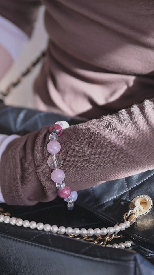 Bonded Bliss Bracelet | Madagascar Rose Quartz Rhodonite Rack Crystal Mix Rutilated Quartz