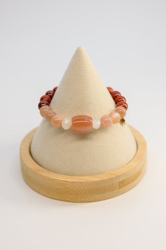 Fortune Flow Bracelet | Red Snake Skin Jasper Peach Moonstone