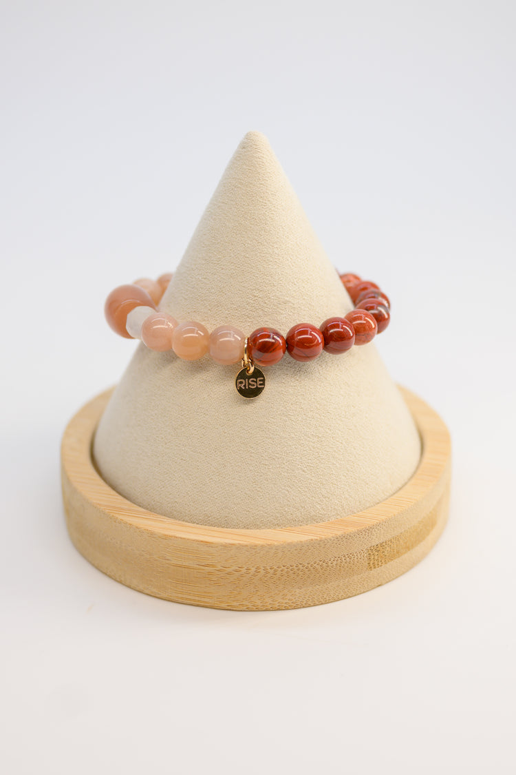 Fortune Flow Bracelet | Red Snake Skin Jasper Peach Moonstone