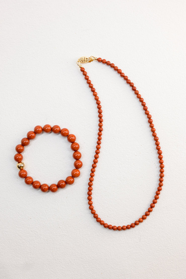 Red Lantern Bridge Necklace | Red Jasper(AA)