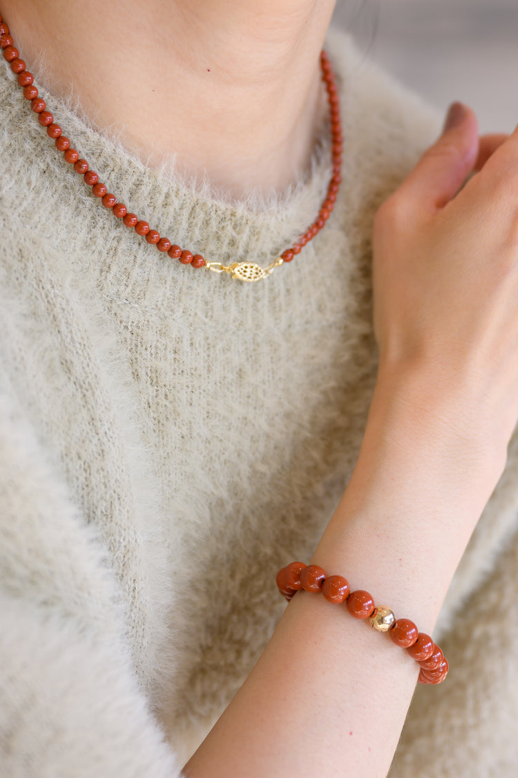 Red Lantern Bridge Necklace | Red Jasper(AA)