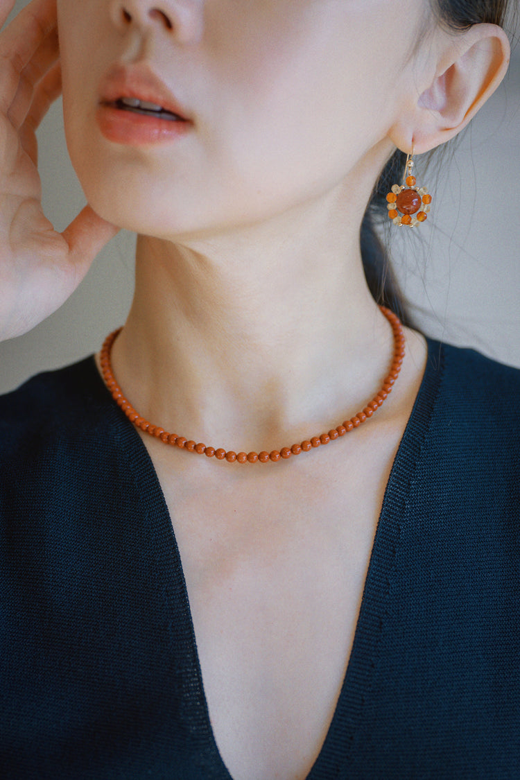 Red Lantern Bridge Necklace | Red Jasper(AA)