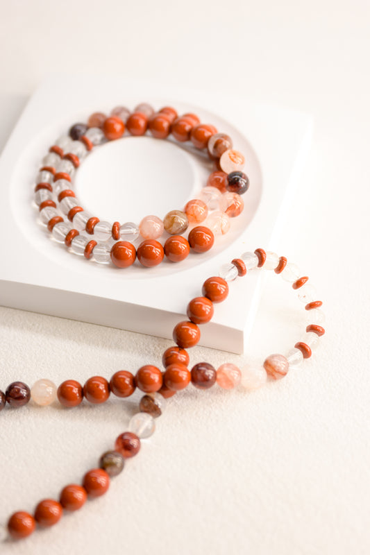 Blessed Moment Double-lined Bracelet | Red Jasper(A) Red Hematoid Quartz Clear Quartz