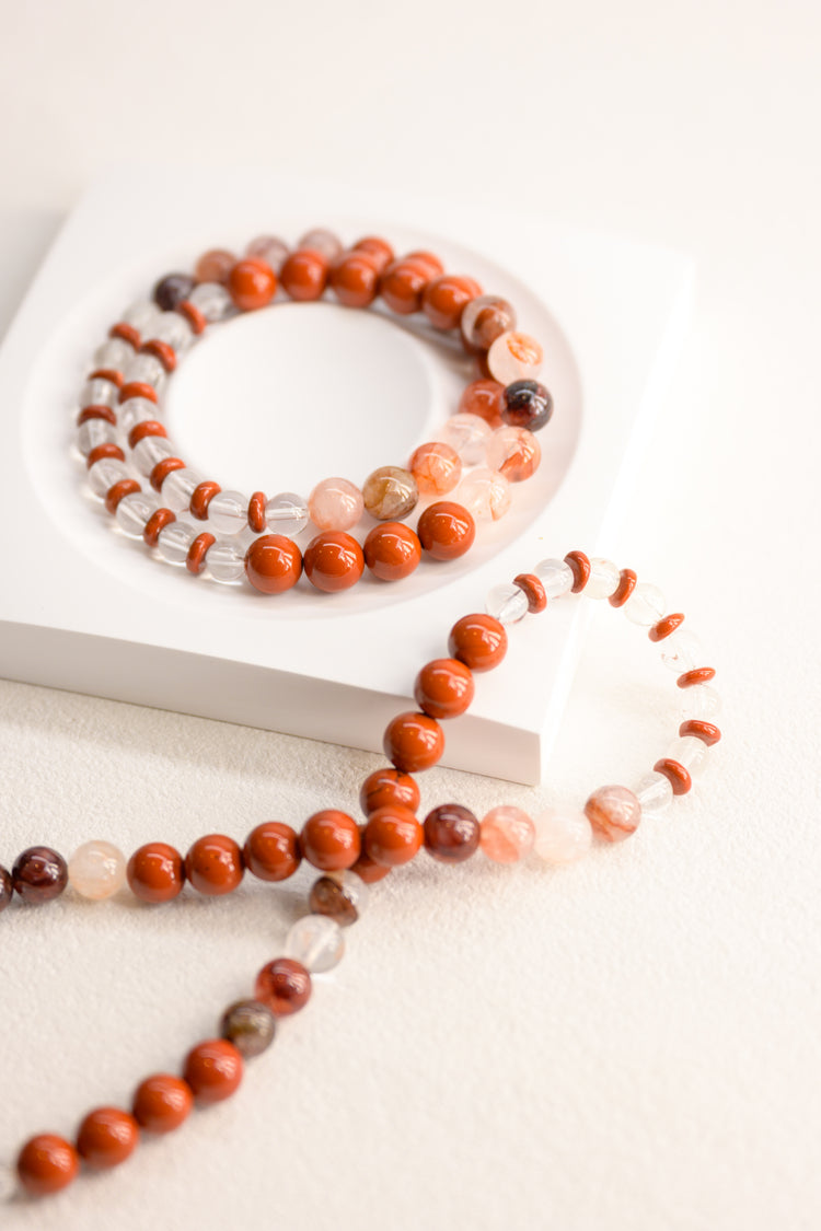 Blessed Moment Double-lined Bracelet | Red Jasper(A) Red Hematoid Quartz Clear Quartz