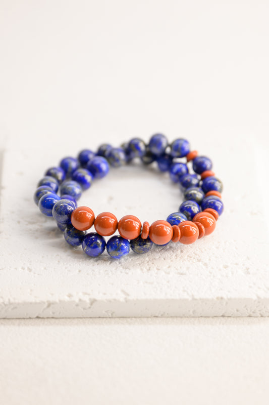 Blessed Moment Double-lined Bracelet | Lapis Lazuli Red Jasper(A)