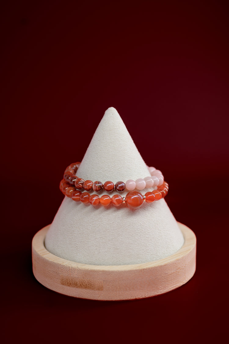 Fortune Flow Bracelet | Pink Opal Red Snake Skin Jasper Carnelian