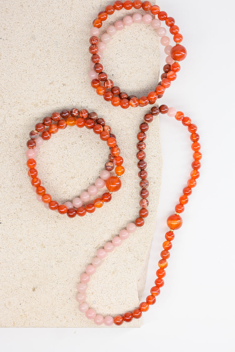 Fortune Flow Bracelet | Pink Opal Red Snake Skin Jasper Carnelian