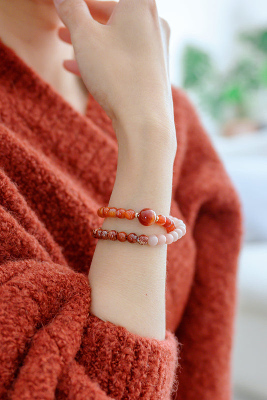 Fortune Flow Bracelet | Pink Opal Red Snake Skin Jasper Carnelian