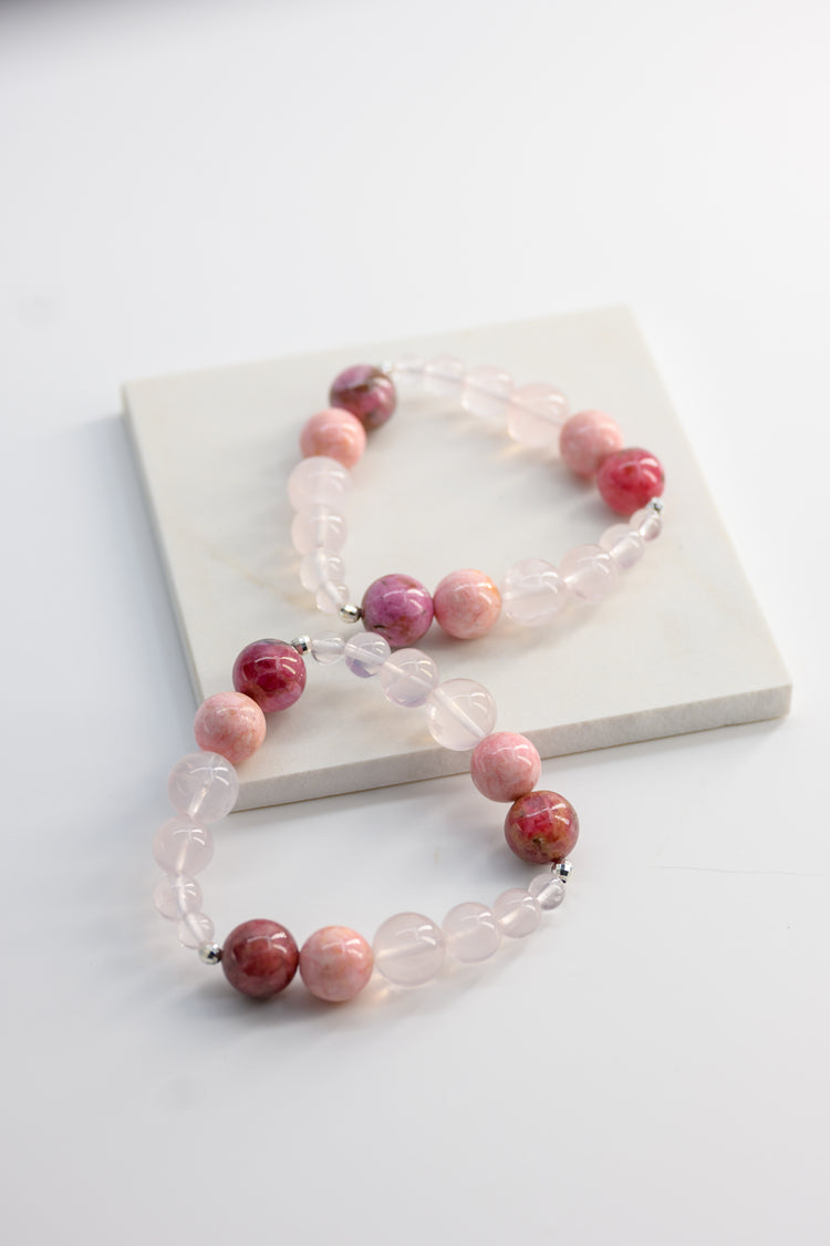 Bonded Bliss Bracelet | Madagascar Rose Quartz Rhodochrosite Rhodonite