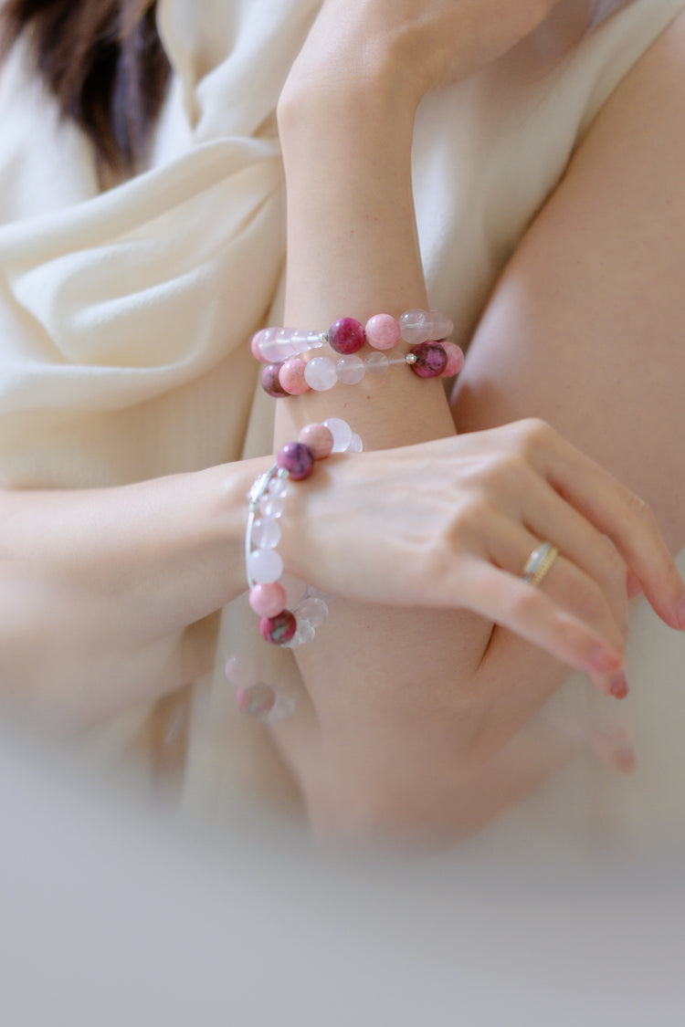 Bonded Bliss Bracelet | Madagascar Rose Quartz Rhodochrosite Rhodonite