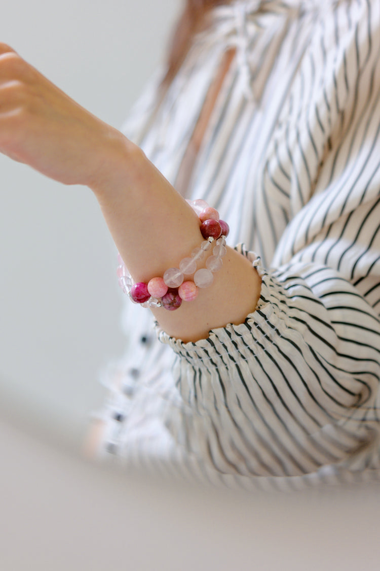 Bonded Bliss Bracelet | Madagascar Rose Quartz Rhodochrosite Rhodonite