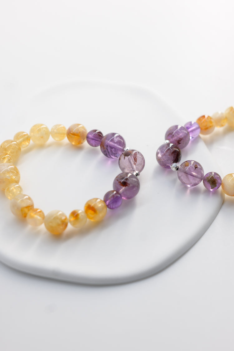 Visionary Spark Bracelet | Purple Phantom Quartz (Auralite-23) Golden Citrine