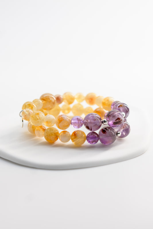 Visionary Spark Bracelet | Purple Phantom Quartz (Auralite-23) Golden Citrine