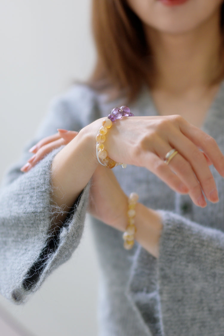 Visionary Spark Bracelet | Purple Phantom Quartz (Auralite-23) Golden Citrine