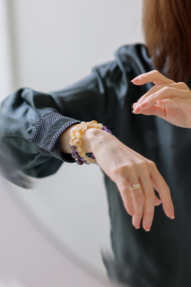 Visionary Spark Bracelet | Purple Phantom Quartz (Auralite-23) Golden Citrine