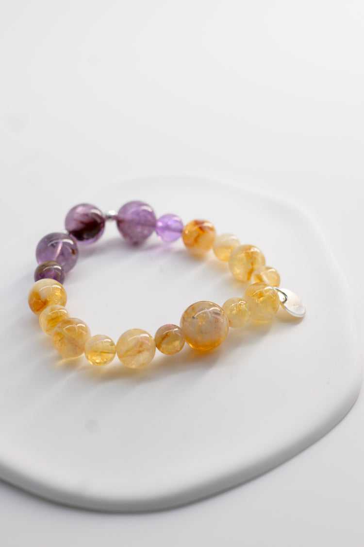 Visionary Spark Bracelet | Purple Phantom Quartz (Auralite-23) Golden Citrine