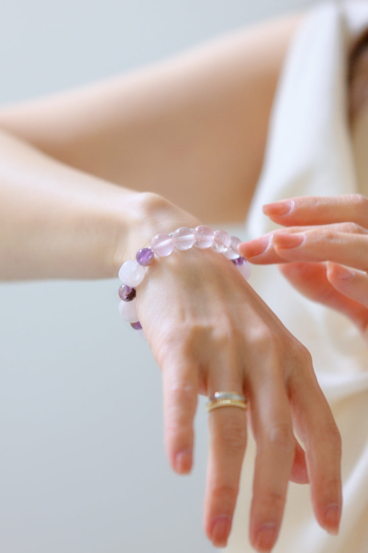 Bonded Bliss Bracelet | Madagascar Rose Quartz Brazilian Dark Super7