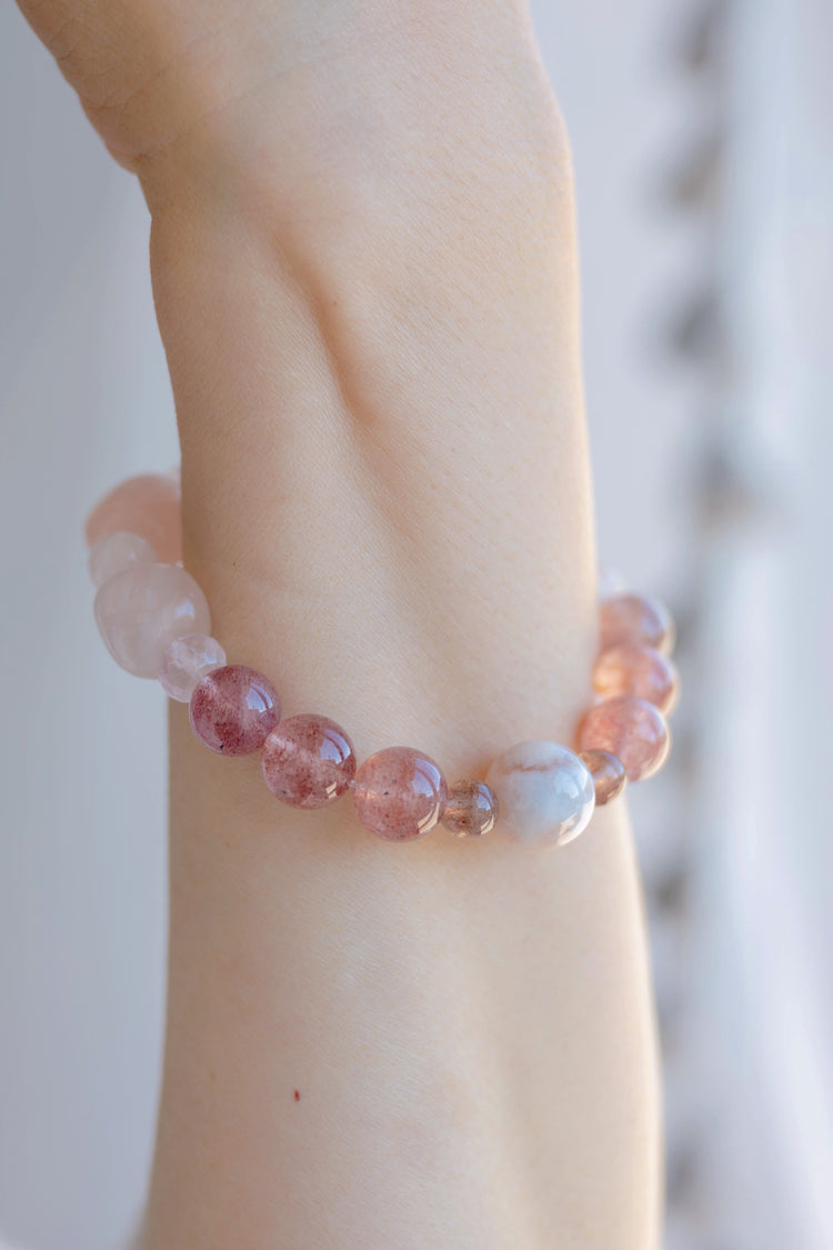 Taking It Slow Is The Best Settling Bracelet | Madagascar Rose Quartz Strawberry Quartz