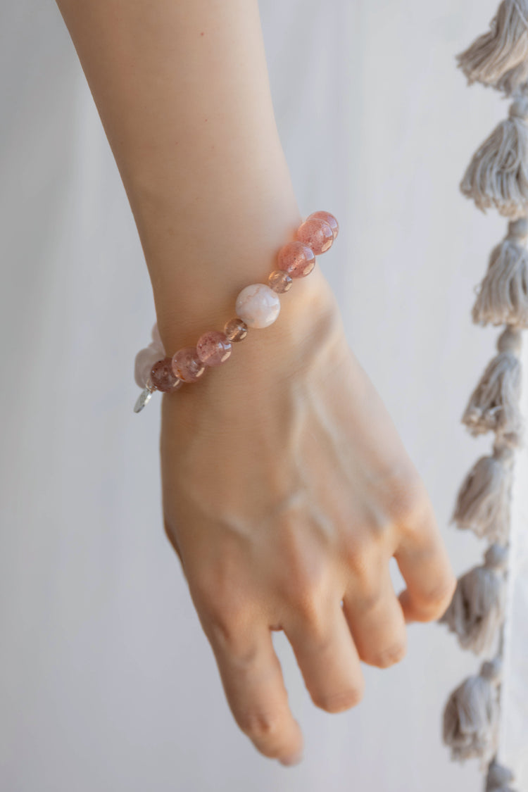 Taking It Slow Is The Best Settling Bracelet | Madagascar Rose Quartz Strawberry Quartz