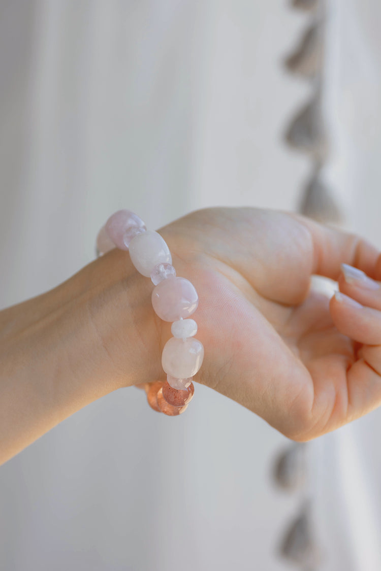 Taking It Slow Is The Best Settling Bracelet | Madagascar Rose Quartz Strawberry Quartz