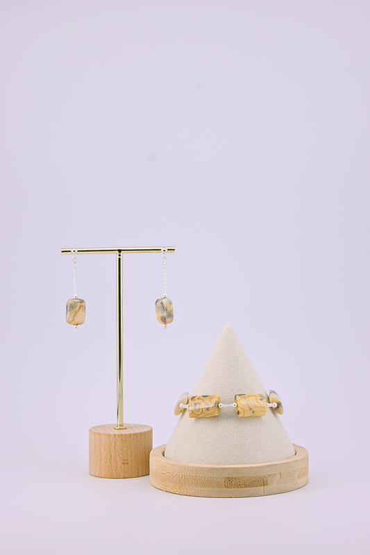 Izamal - Yellow Crazy Lace Agate Jewelry Set